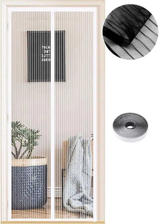 Vetrotelaio 54 Grandi 120 x 240cm Reticolo per Porta Finestra Porta Soglia Porta Terrazza - Chiude Automaticamente - Strisce Bianche
