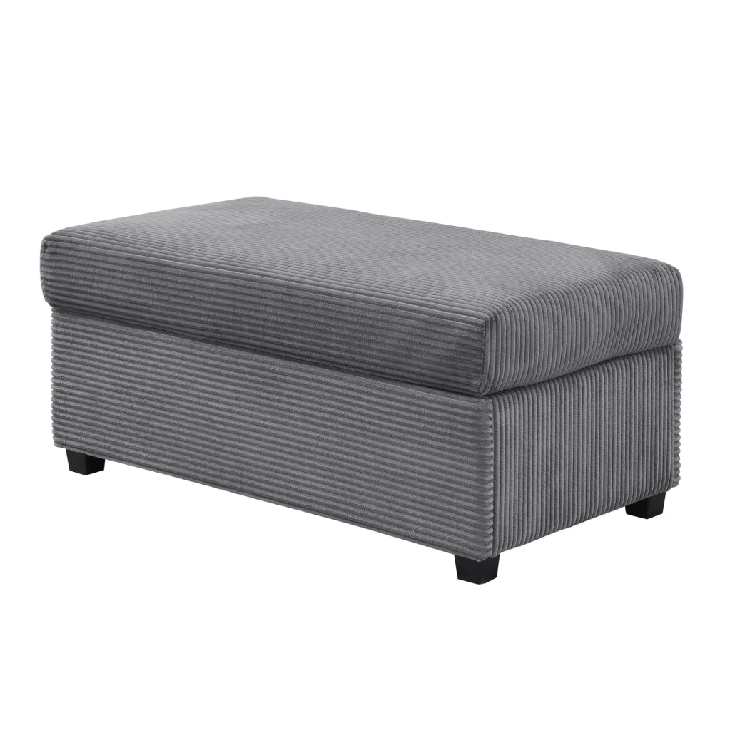 Divano modulare a L con illuminazione LED; ottomano multifunzione; in cord; grigio antico