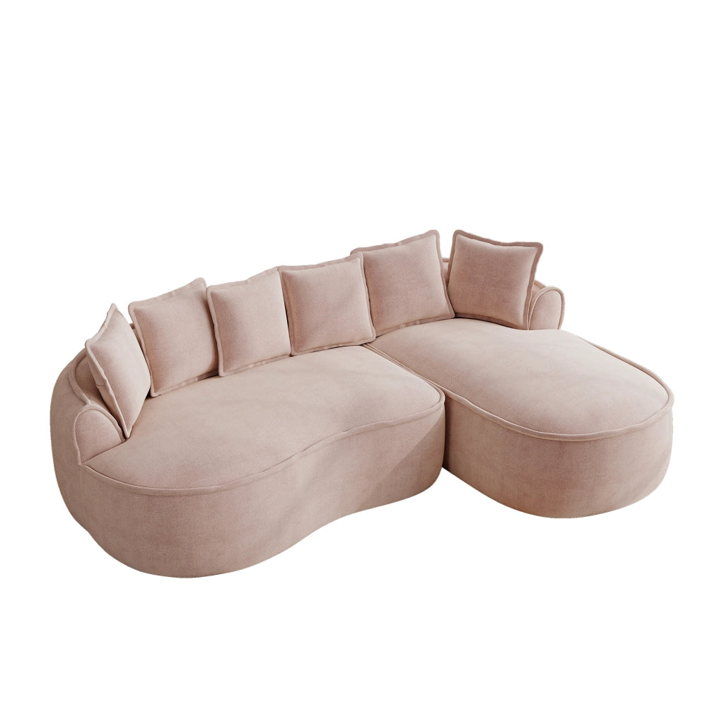 Divano Angolare Modulare Chaise Longue con Cuscini ¨C MINIMAL ¨C Chenille Rosa
