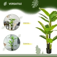 Banano Pianta in Vaso da 150cm, Albero di Banano Artificiale per Interno ed Esterno