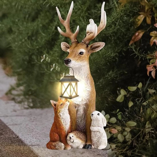 Statue di cinghiali con lampada alimentata da energia solare per esterni - scultura da giardino per decorazione - regalo di compleanno