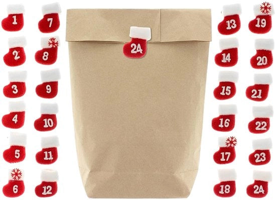 Borse di Carta 24 pezzi - 17 x 27 cm - Fondotondo in Croce - Borse di Regalo - Borse di Confezione - Materia Naturale - 1 strato - Caffè
