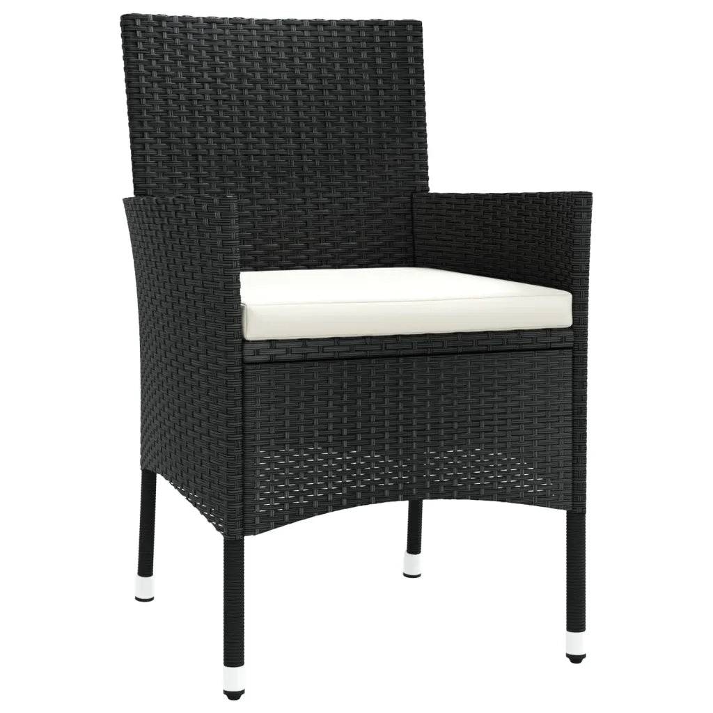 Sedie da Giardino con Cuscini 4 pz in Polyrattan Nere cod mxl 25132