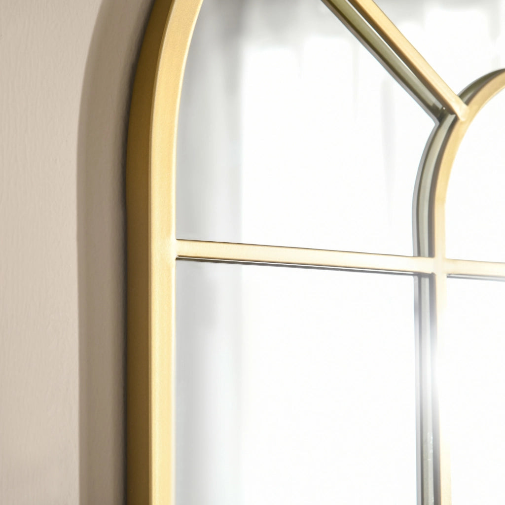 Specchio Moderno a Parete a Forma di Arco 70x50 cm per Camera da Letto e Soggiorno in Vetro e Metallo Oro