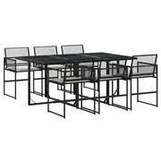 Set da Pranzo da Giardino 7 pz | Set Salotto da Giardino Nero con Cuscini in Polyrattan
