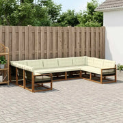 Set di divani da esterno con cuscino 9 pcs Naturale e Crema
