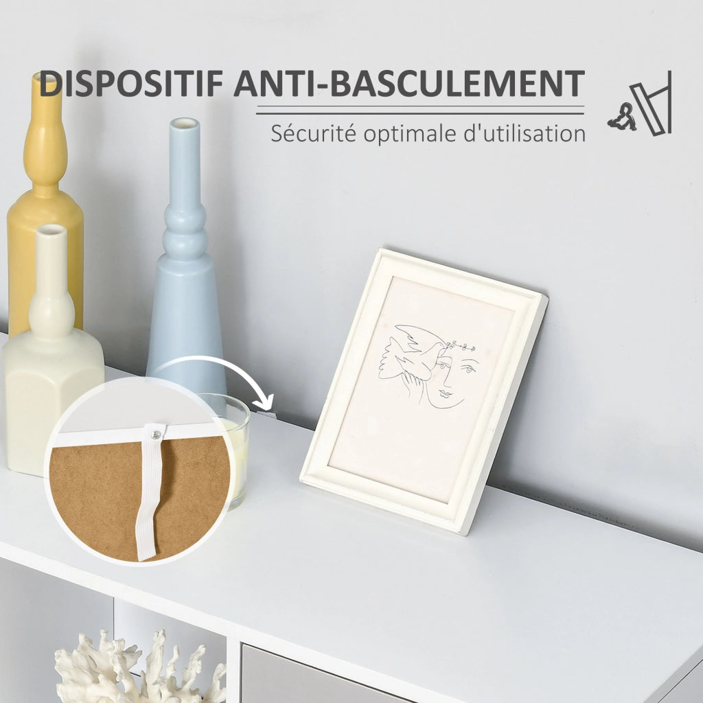 Cassettiera a 3 ante con ripiani aperti ¨C zephmum ¨C 96x30x75 cm bianco grigio