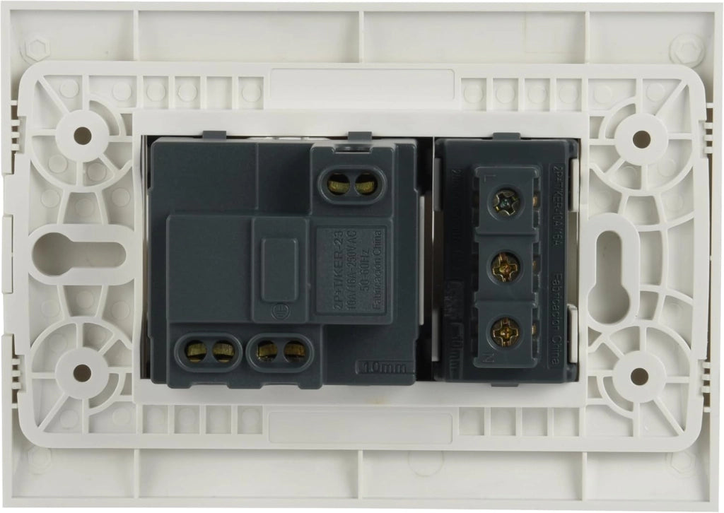 KIT PRESA BIVALENTE-ITALIANA/TEDESCA CON SUPPORTO E PLACCA ELECTRALINE Colore bianco - ELECTRALINE
