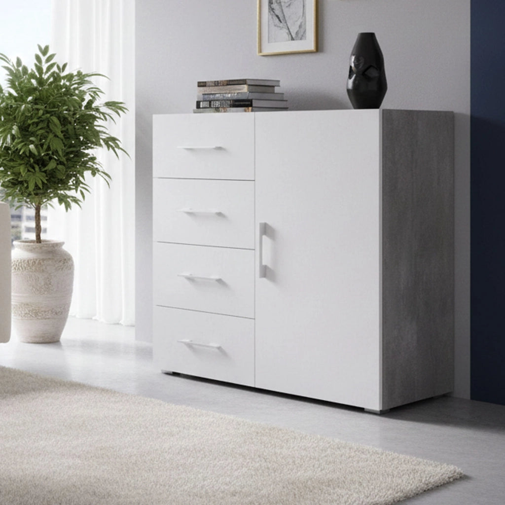 Madia Aracnida, Credenza un Ripiano Made in Italy, 90x41x87h cm Bianco