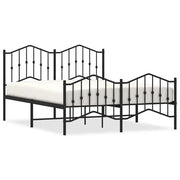 Letto matrimoniale | Letto per adulti | Giroletto con Testiera e Pediera Metallo Nero 135x190 cm