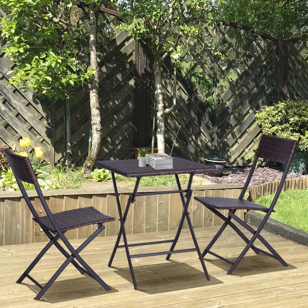 Set Giardino Tavolo Quadrato e Sedie Pieghevoli in Resina ¨C zephmum ¨C Marrone
