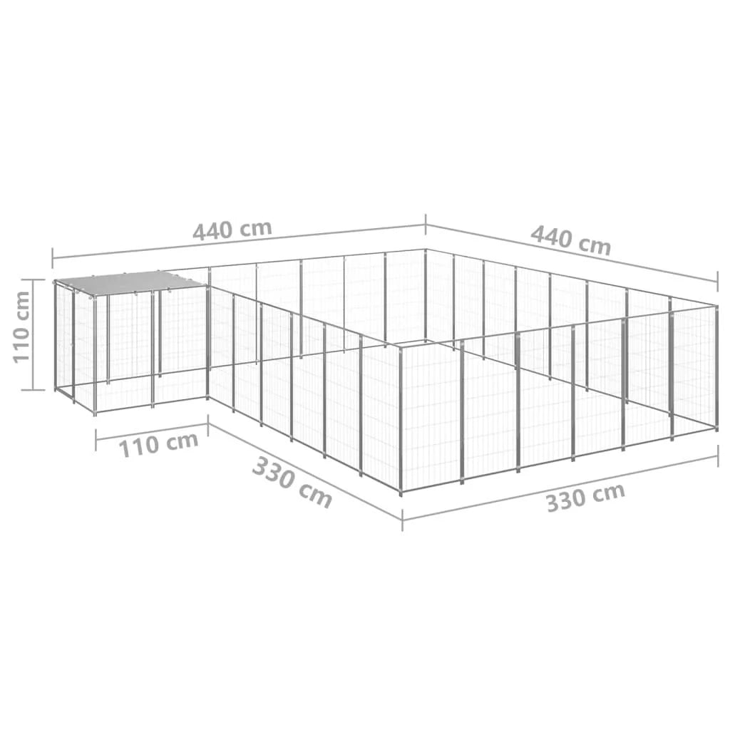 Gabbia per cani da esterno recinto per animali parco argento cane 15,73 m² acciaio 02_0000242