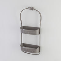 Mensola doccia in pvc 2 ripiani con ganci porta oggetti tortora