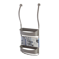 Mensola doccia in pvc 2 ripiani con ganci porta oggetti tortora