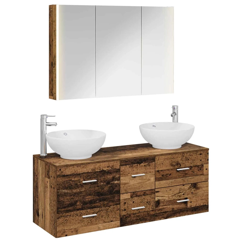Set di mobili per il bagno 4 pcs Legno antico 3406989