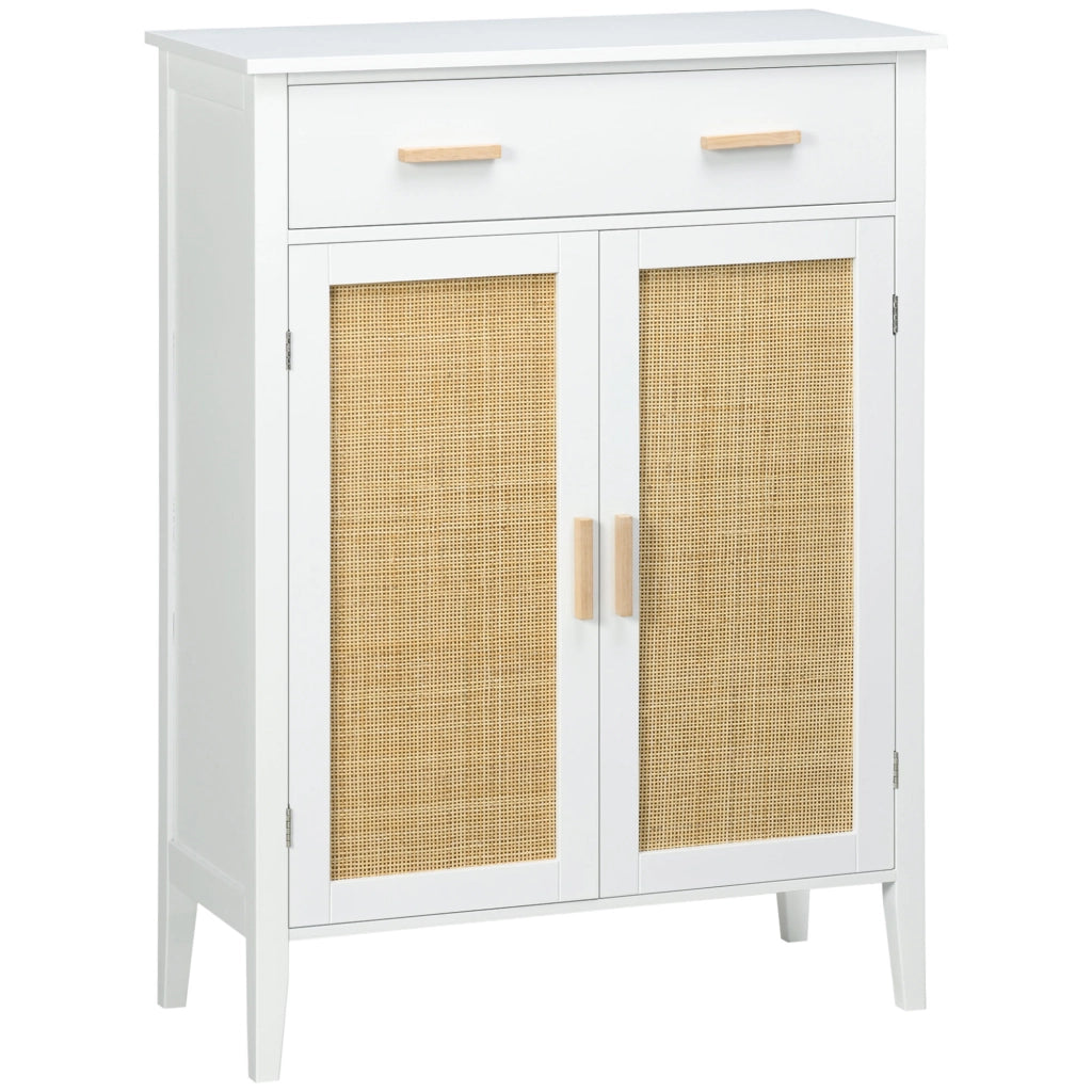 Scarpiera con 2 ante e cassetto effetto cannage ¨C zephmum ¨C bianco 80x35x110 cm