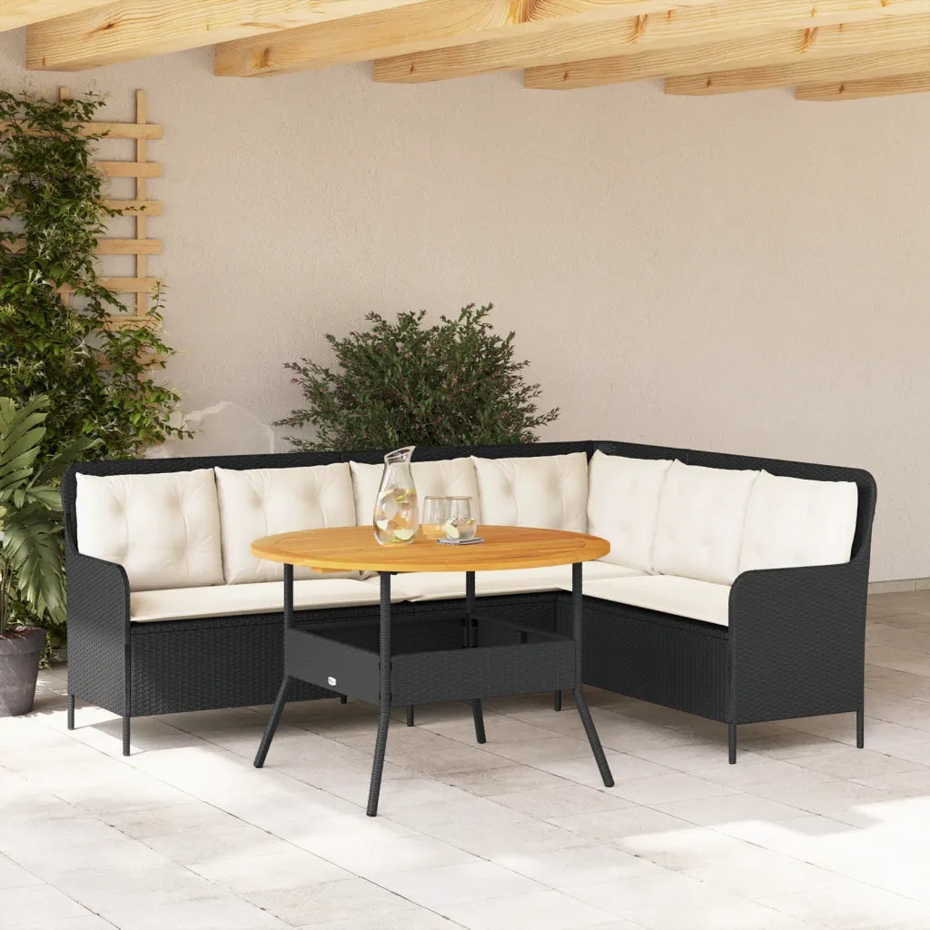 Set Divani da Giardino 2 pz con Cuscini in Polyrattan Nero