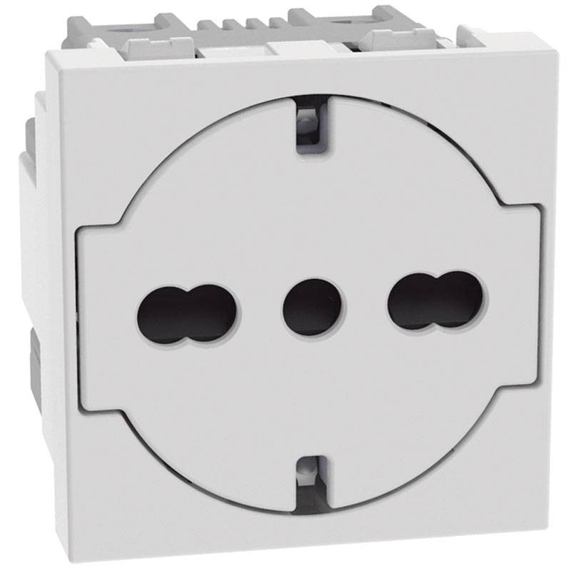 Presa flat Schuko Standard Bticino MATIXGO P40 2 moduli bianca JW4140A16F
