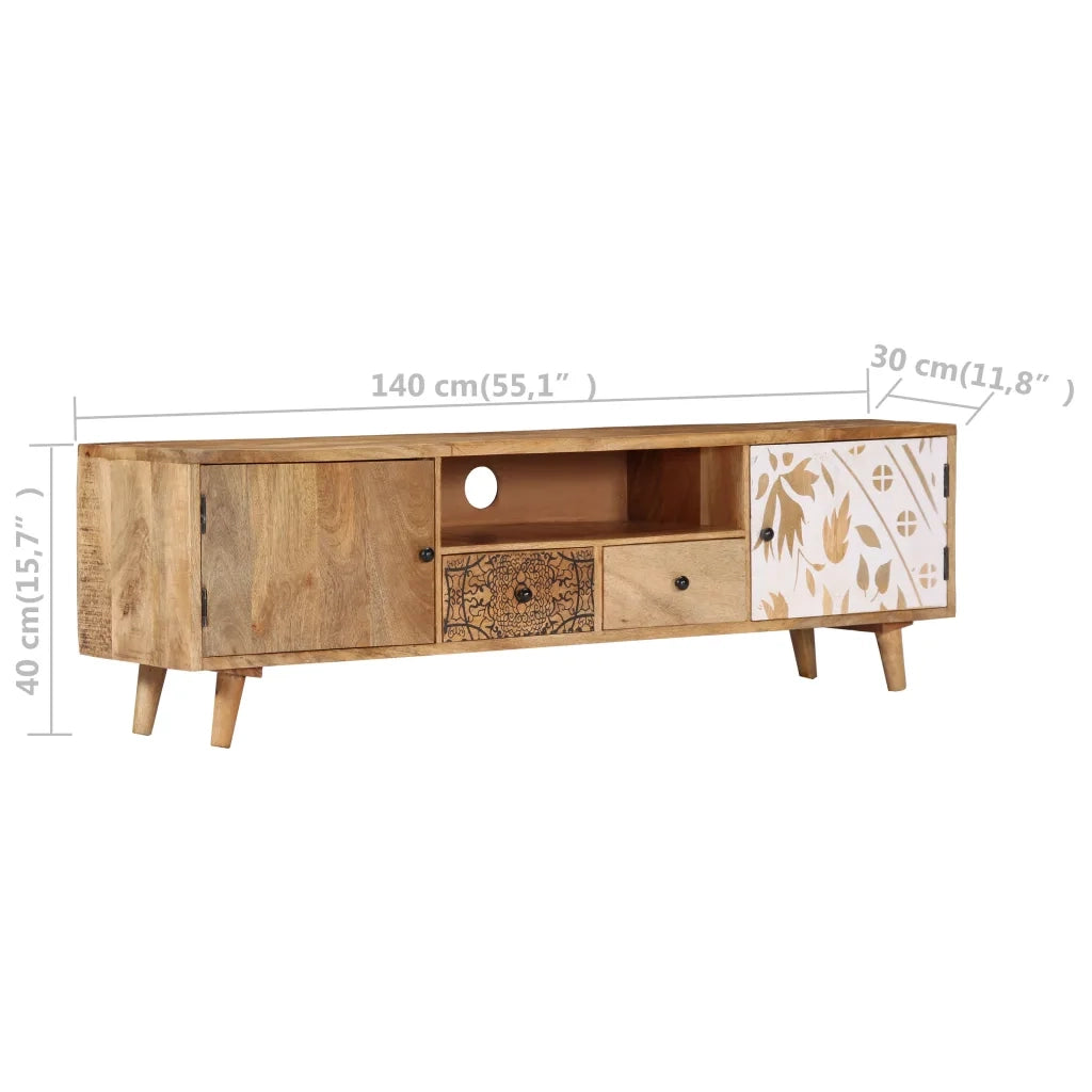 Mobile Porta TV 140x30x40 cm in Legno Massello di Mango 249856