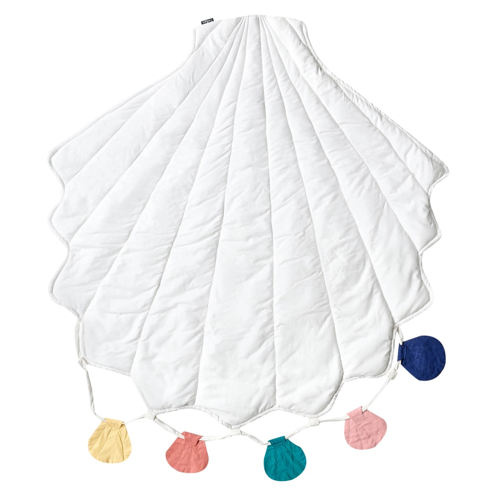 Tappeto da gioco per bambini in cotone bianco a forma di conchiglia trapuntato 110 x 110 cm Accessori per la cameretta dei bambini