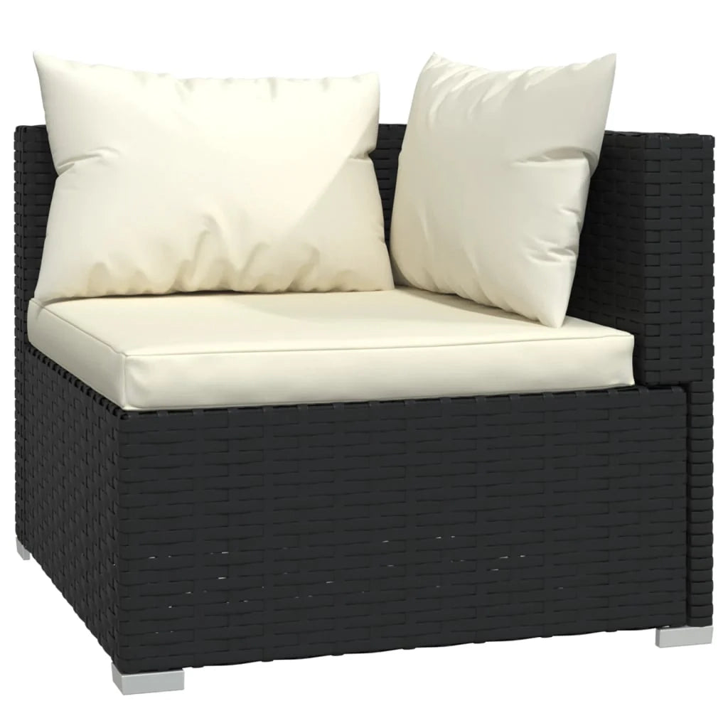 Set di mobili da giardino mobili da esterno 10 pezzi con cuscini resina intrecciata nera 02_0015176