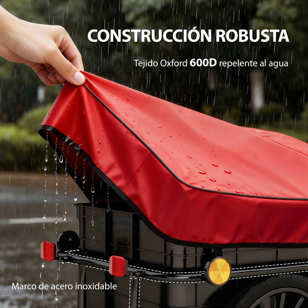 Carrello Bicicletta 40 kg Tela Oxford Riflettori ¨C zephmum ¨C 144x59x80 cm Rosso Nero