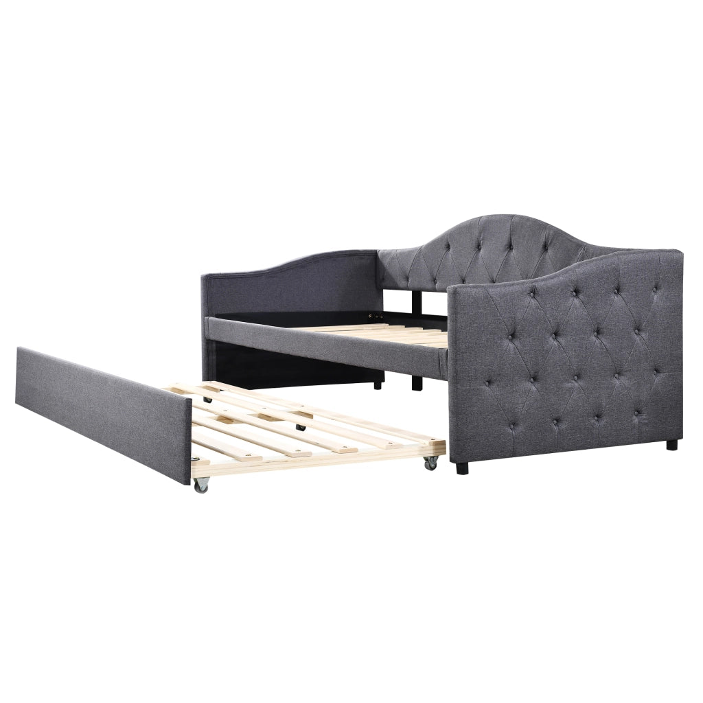 LETTO estraibile 90x200 cm in lino grigio, senza materasso