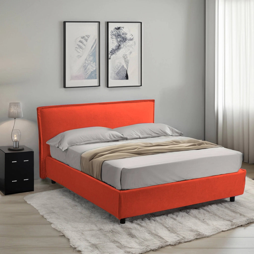 Letto Matrimoniale Brunate, Letto Matrimoniale Materasso Incluso Made in Italy, Arancione