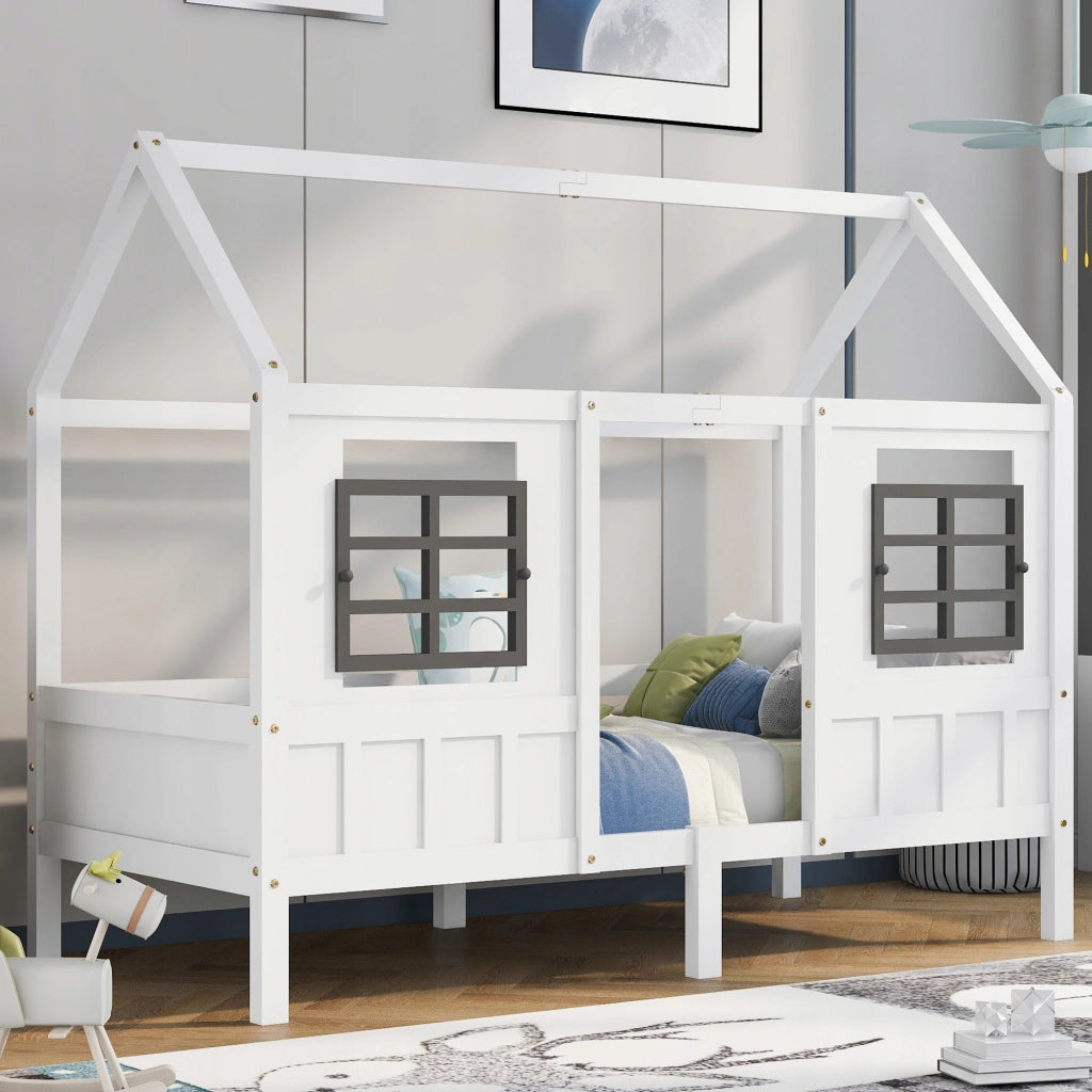 Letto con 2 finestre 90x200 - Xylo - Bianco
