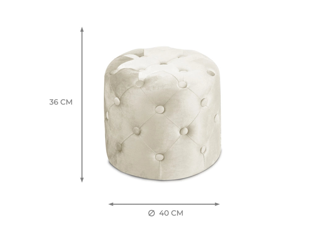 Pouf Salotto/Camera Con Bottoni Imbottito Modello Velvet Parigi In Tinta Unita - Pouf - Beige