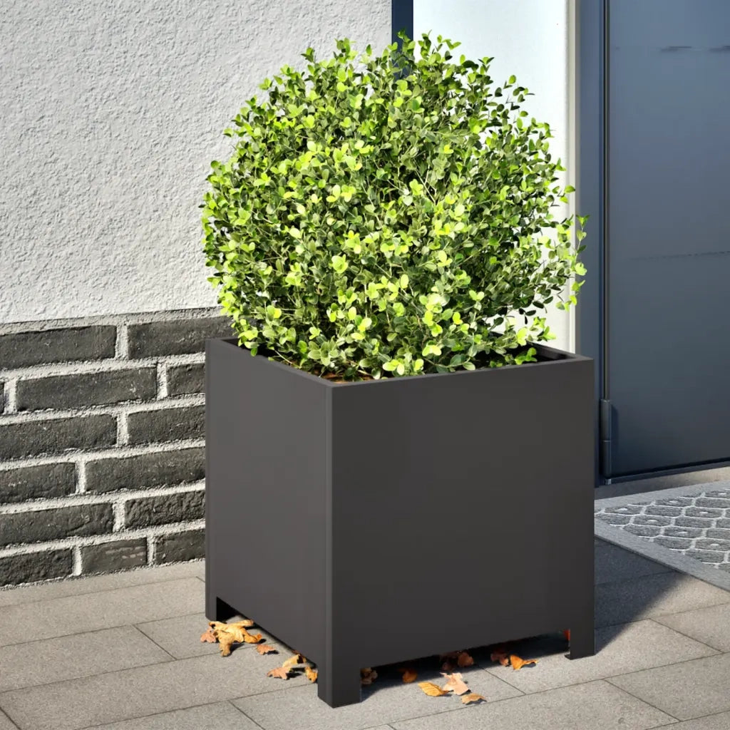 2 pz Fioriere | Cassetta per fiori | Vaso da Giardino Nere 40x40x40 cm in Acciaio