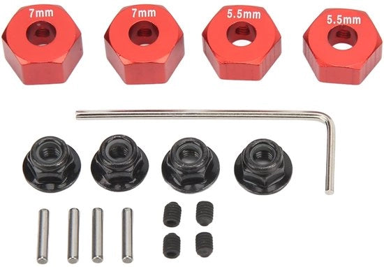 Accessori per Traxxas 1/10 - Dischi in lega di alluminio 4 pezzi - Diametro 14 mm - Dicci 5,5 mm/7 mm - Set accessori per RC