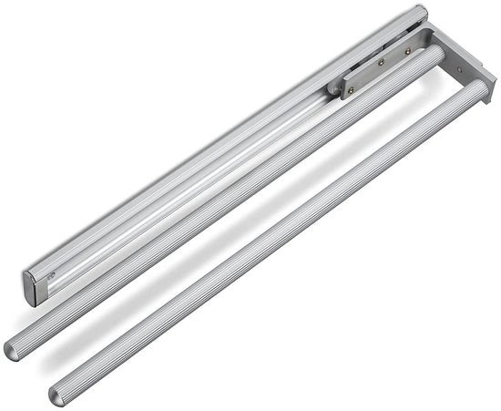 Asciugamani da bagno in alluminio a 2 bracci EV1 anodizzato (450 - 730 mm, estensibile, rotativo) Asciugamani da bagno telescopici adatti per la cucina o la stanza da bagno