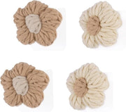 Haken per fregio in legno 4 pezzi - Decorazione artistica - Hanger autoadesivo per camera da letto e cucina - Camera da bambini (beige e kaki) - Disegno fiorale - Hanger decorativo