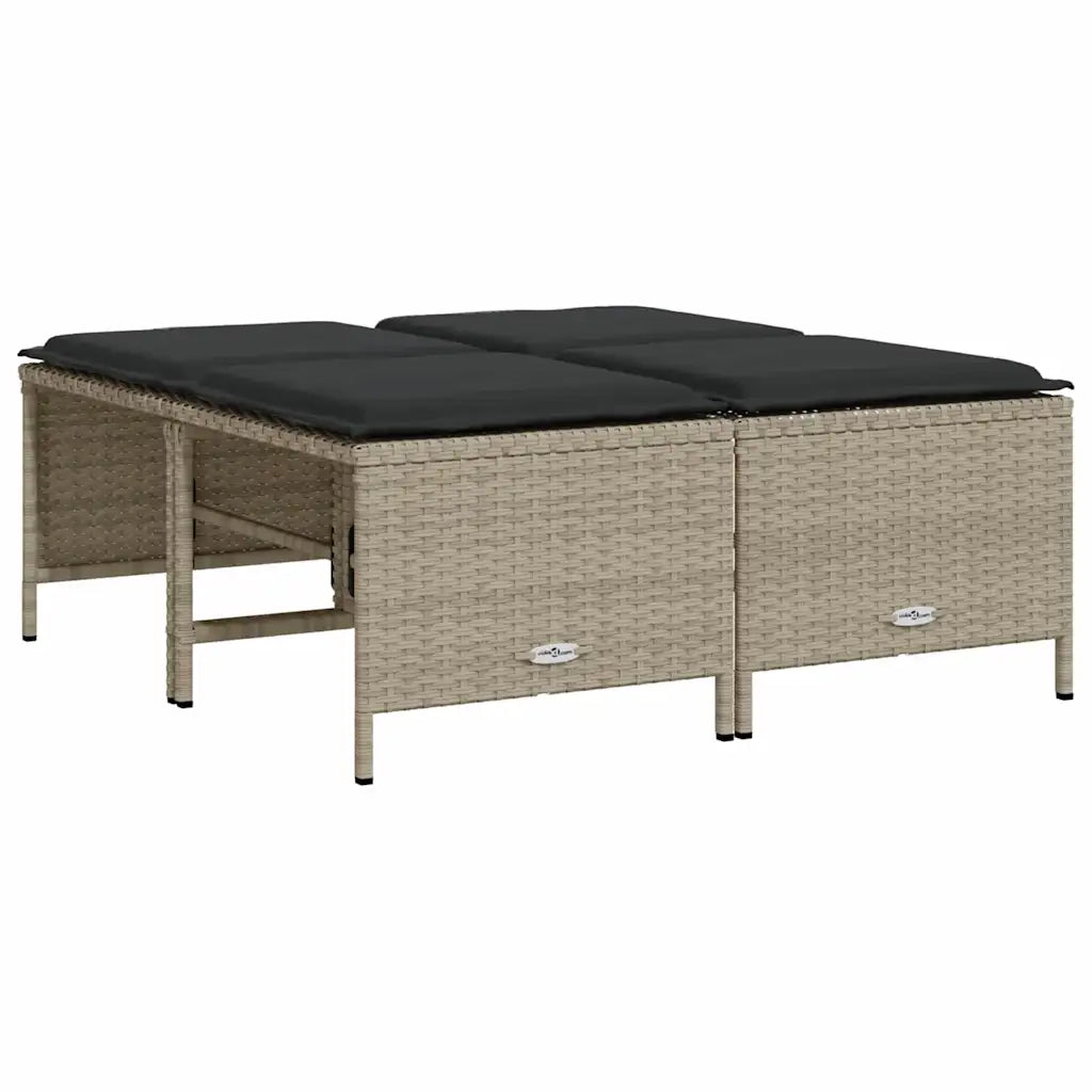 Sgabelli da Giardino con Cuscini 4 pz Grigio Chiaro Polyrattan CFW6144650