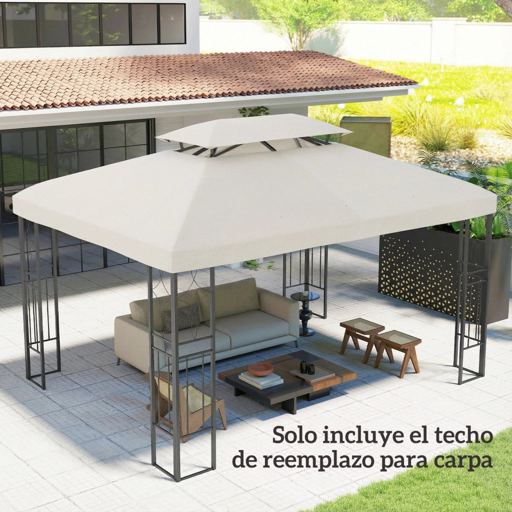 Toldo 4x3 m ¨C zephmum ¨C Crema, Tessuto, Doppio Tetto, Drenaggio, UV
