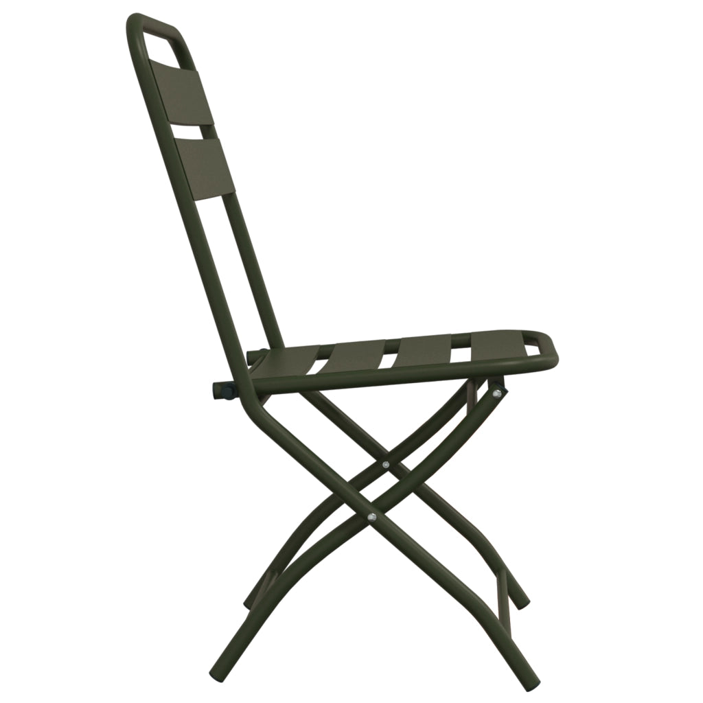 Sedia da Giardino Pieghevole 2 pcs Verde Scuro 42x52x82 cm Acciaio Verniciato