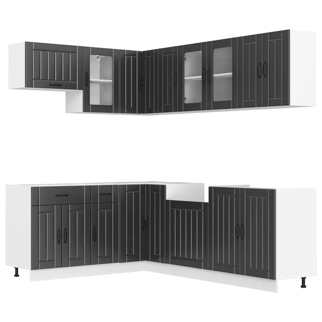 Set Mobili da Cucina 11 pz Lucca Neri Legno Multistrato