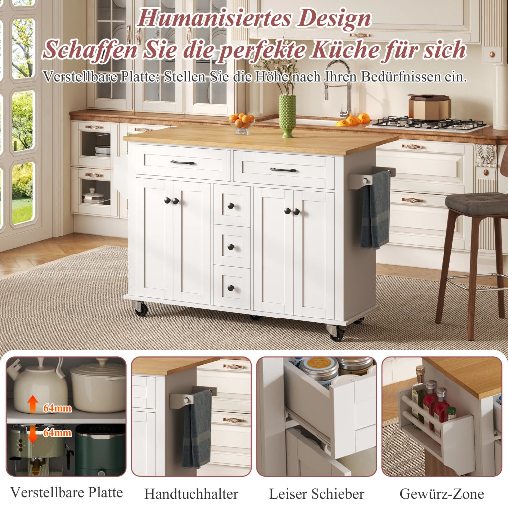 CARRELLO CUCINA estensibile 140x40/65x89 cm MDF bianco/naturale