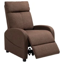 Poltrona Relax Reclinabile con Poggiapiedi in Tessuto Effetto Lino, 69x85x100 cm, Marrone