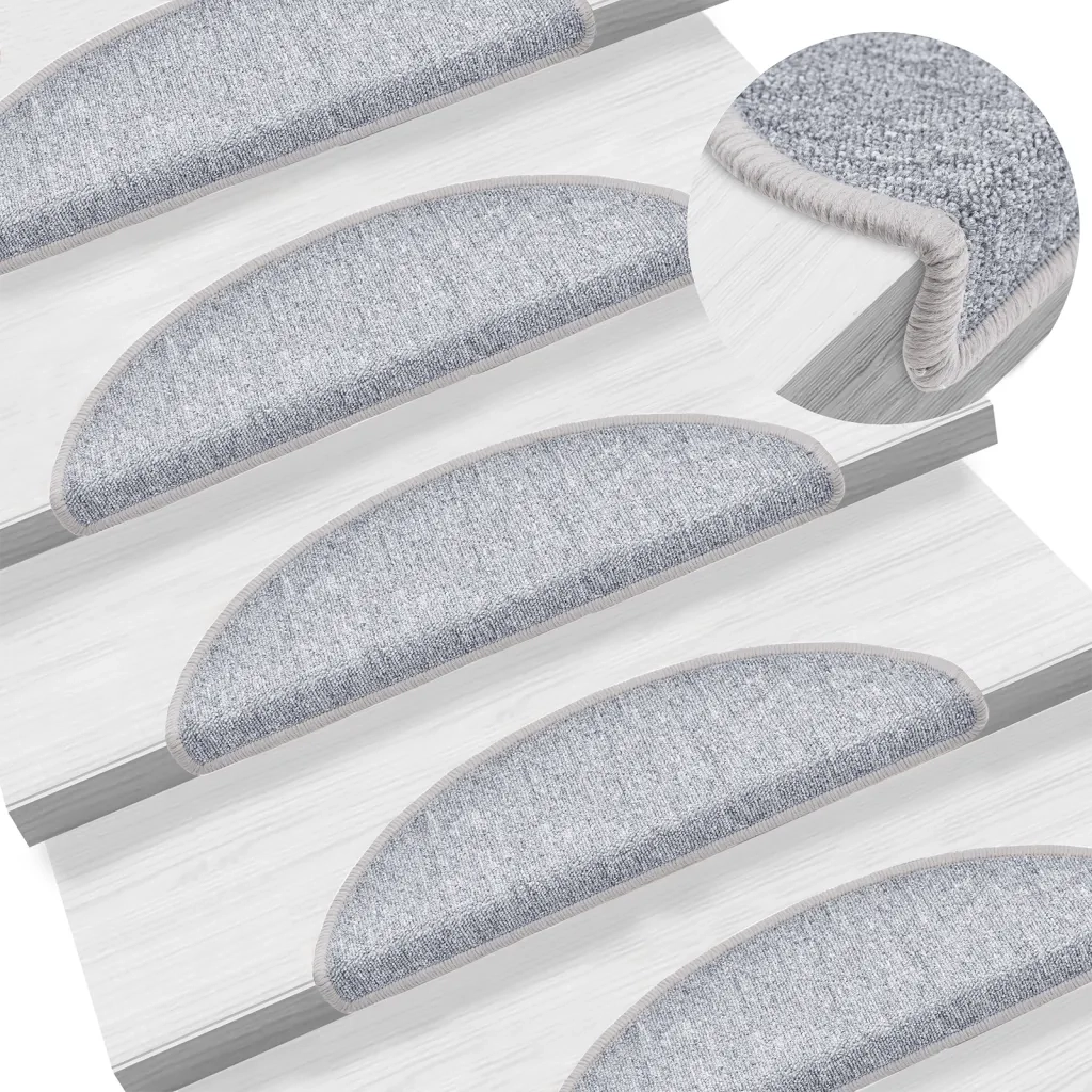 Tappetini per Scale 15 pz | Gradini per Scale Grigio Chiaro 56x17x3 cm