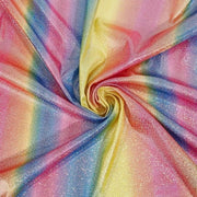 Tessuto a Maglia Colorato a Punti 100x150cm con Gradiente Arcobaleno e Scaglie di Pesce Maledetto con Effetto Hologramma e Spandex