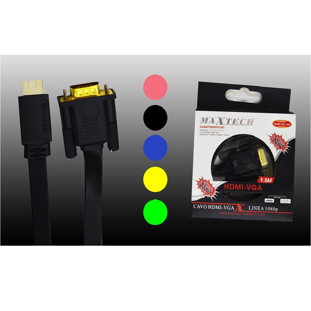 Trade Shop - Cavo Da Hdmi - Vga 1,5 Metri Risoluzione 1080p Connettore 24k Maxtech Hdmi-va1.5m -