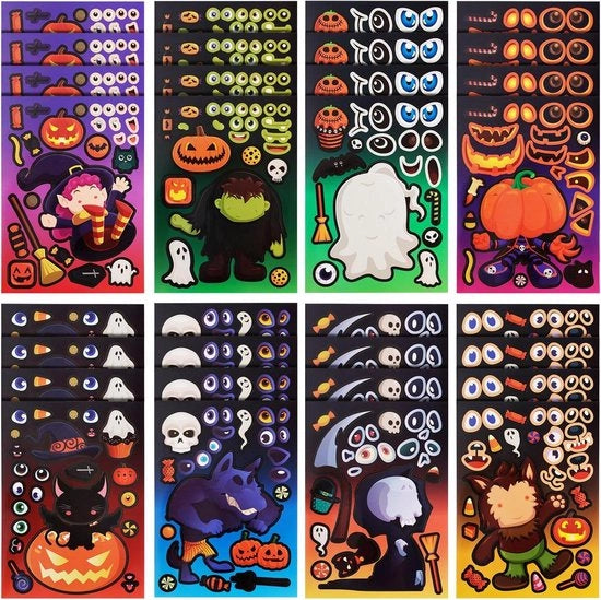 Gioco di Halloween Party Stickers - 32 Fogli - 8 Diversi Disegni - Favola per Bambini