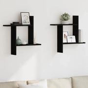 Mensole da Parete 2 pz Rovere Nero 50x12x50 cm in Truciolato