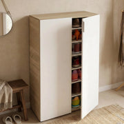 Athenodora, Armadio Multiuso 2 Ante 6 Ripiani, 72x103h cm Marrone Rovere