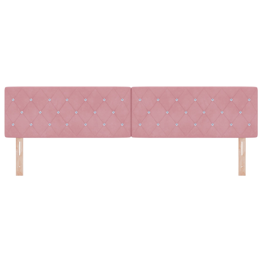 Testiera LED con Bottoni a Cristallo in Velluto Rosa 100 cm