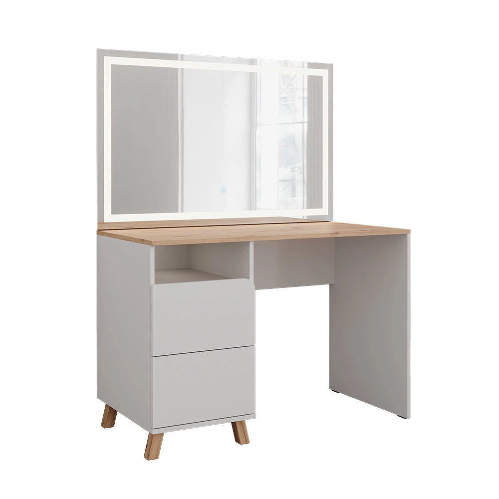 Vicco Tavolo da toeletta Bianco/Artisan 110 cm con specchio a LED