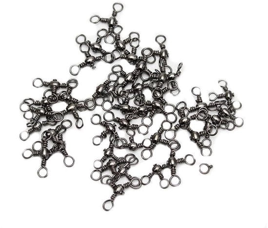 100 Pacchi di Swivels per Pescare a 3 Vie - Connessori a Barile - Anelli di Connesione - In Acciaio Inossidabile - Duratura e Resistenza alla Corrosione