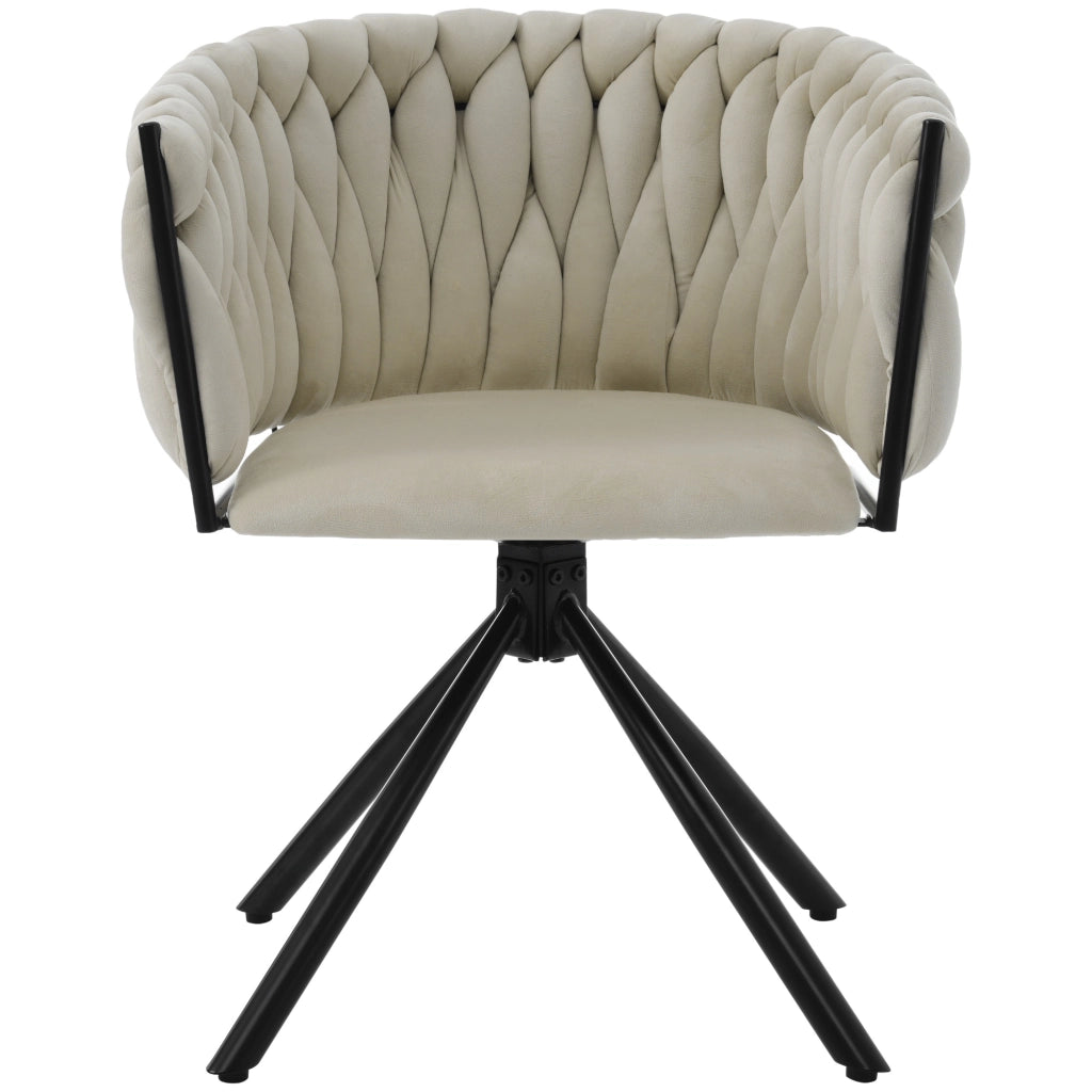 Sedia da pranzo in velluto - Zephmum - Set di 2 - Beige - Gambe in metallo